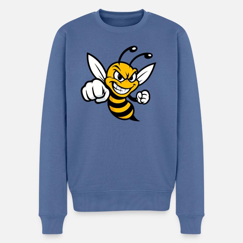 Biene mit Faust - Männer Premium Bio Pullover - Taubenblau