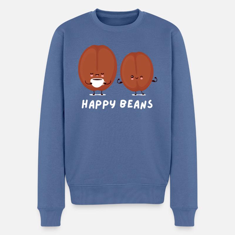Happy Beans - Männer Premium Bio Pullover - Taubenblau