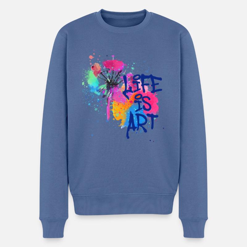 art,kunst,graffiti,malerei,aquarell,bunt,bunt - Männer Premium Bio Pullover - Taubenblau