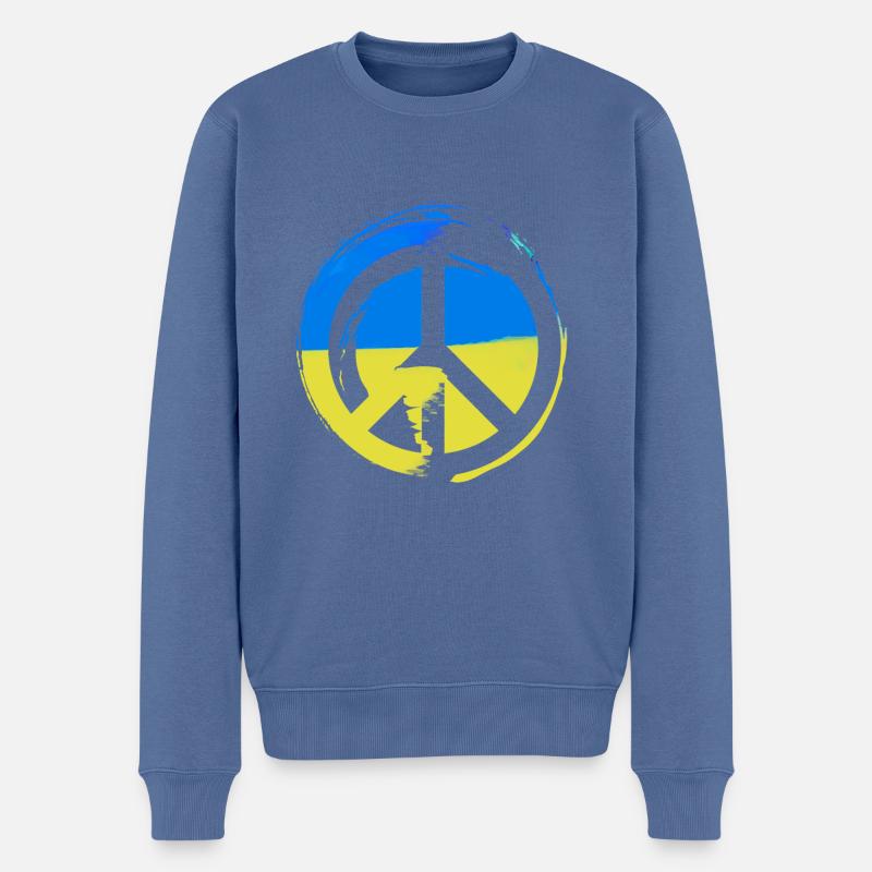 ukraine ,peace,flagge,friede,zeichen - Männer Premium Bio Pullover - Taubenblau