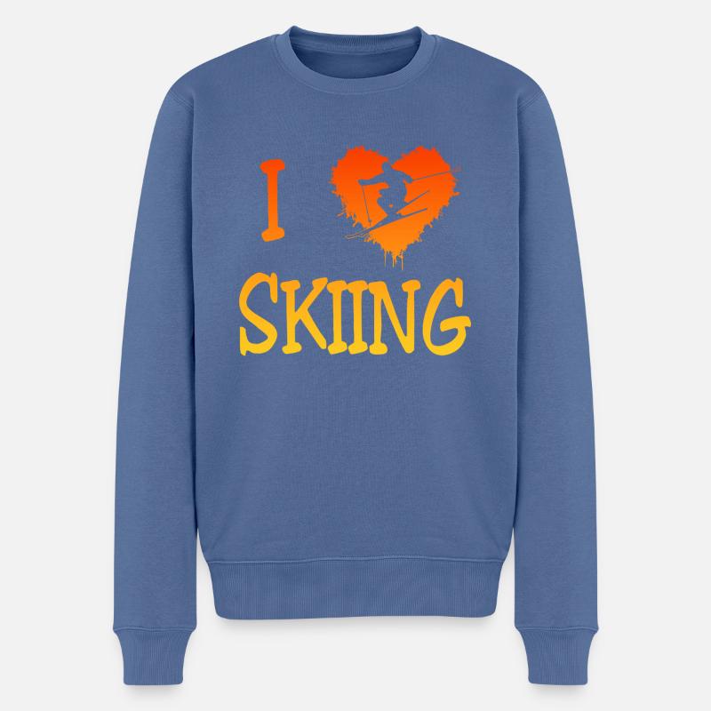Skifahren Skiing - Männer Premium Bio Pullover - Taubenblau