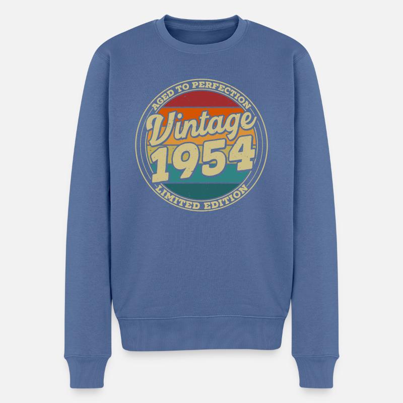 Jahrgang 1954 geboren Geburtstag Geschenk - Männer Premium Bio Pullover - Taubenblau