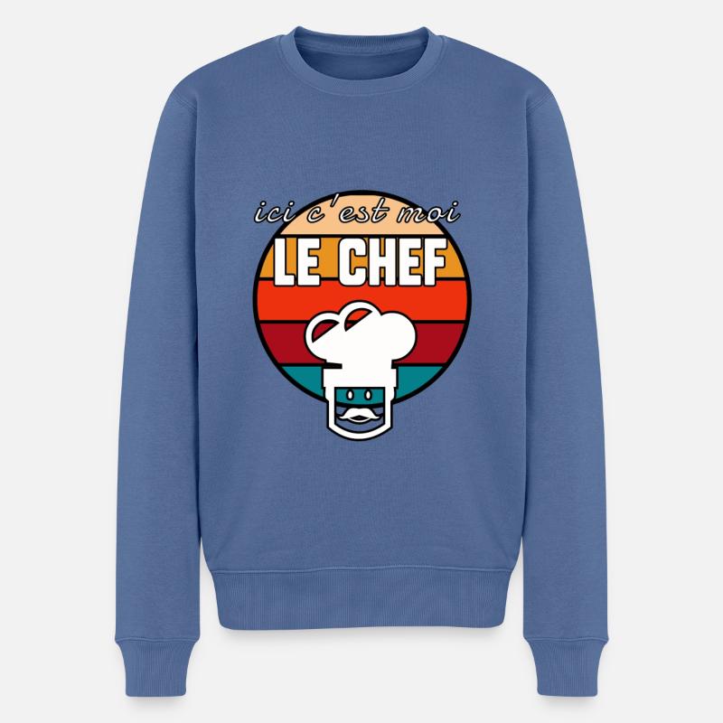 Ici c’est moi le chef - Pull Premium bio Homme - bleu pigeon