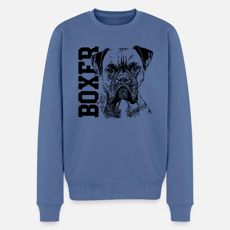 Boxer Hund Deutscher Boxer - Männer Premium Bio Pullover - Taubenblau