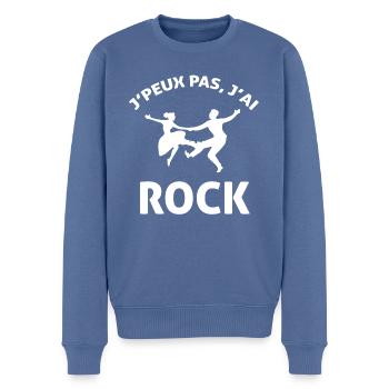 JE PEUX J AI ROCK - Pull Premium bio Homme - bleu pigeon - Devant - Nico (187cm)
