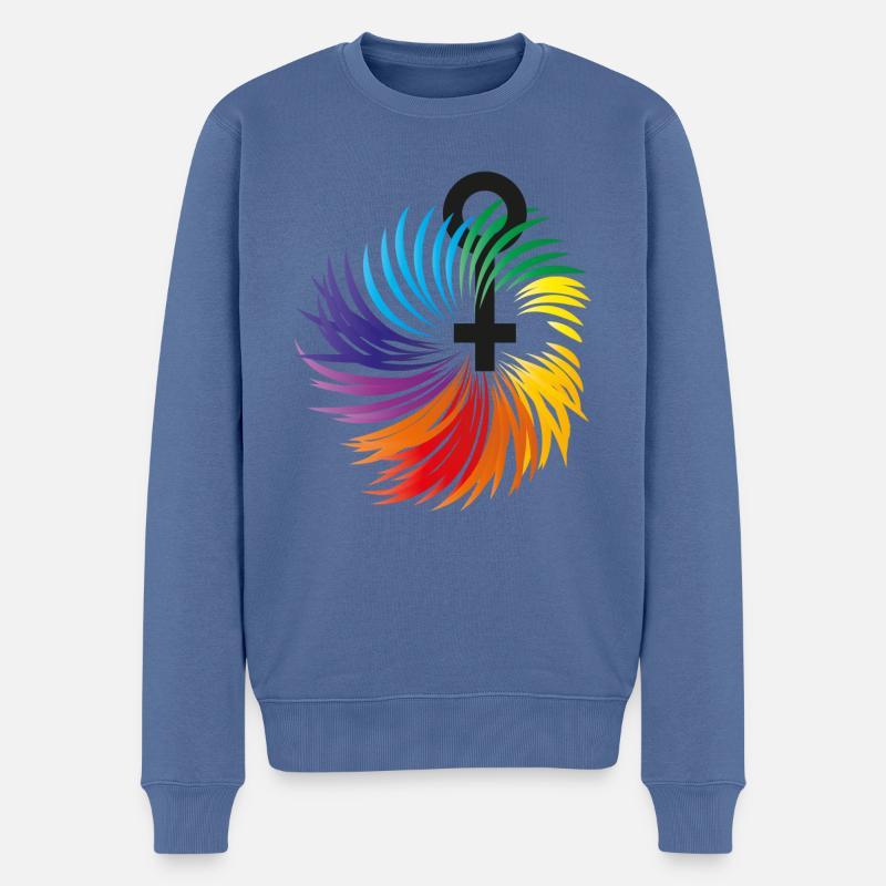 Frauenrechte mit Regenbogenfarben - Männer Premium Bio Pullover - Taubenblau