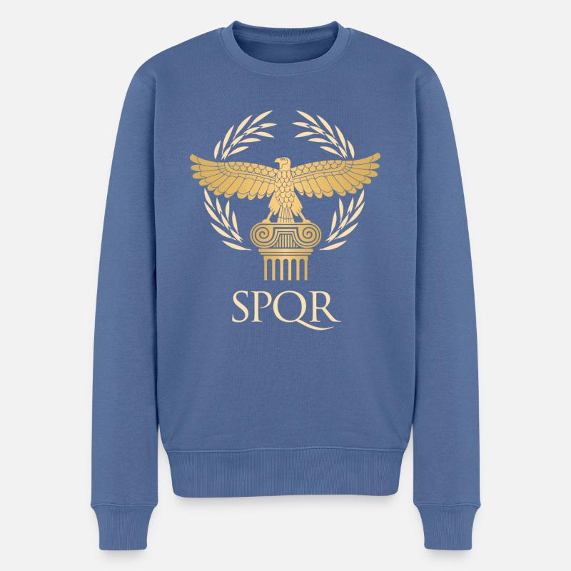 SPQR - Flagge Und antike Römische Republik - Männer Premium Bio Pullover - Taubenblau