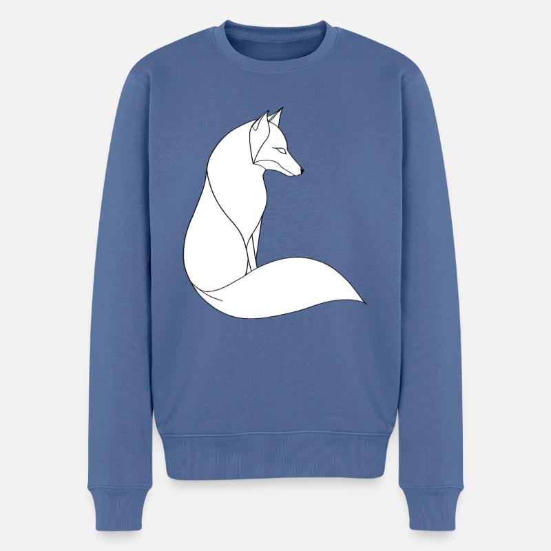 Fuchs in feiner Linienkunst auf weiß - Männer Premium Bio Pullover - Taubenblau