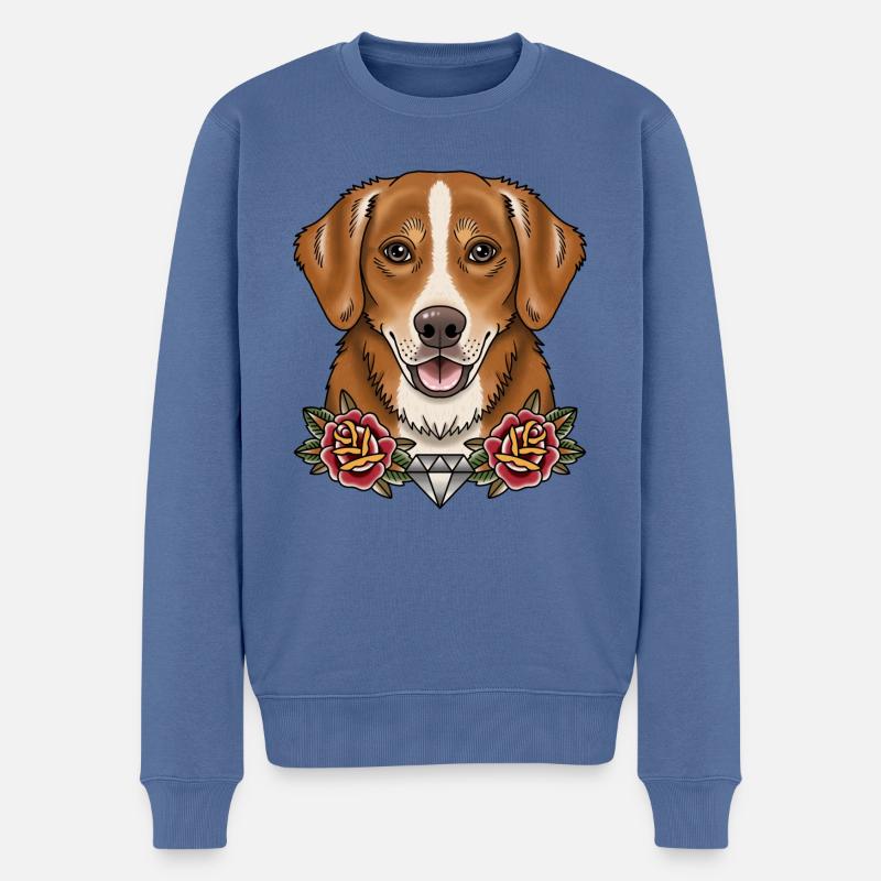Tattoo Stil Hunde Portrait - Männer Premium Bio Pullover - Taubenblau