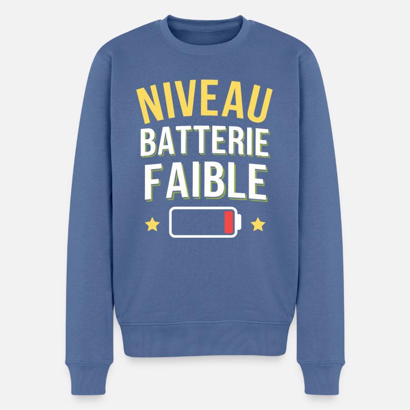 Niveau batterie faible - Pull Premium bio Homme - bleu pigeon