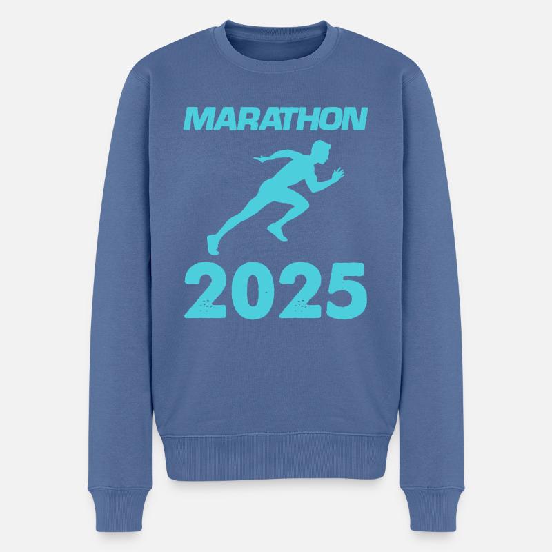Marathon 2025 - Pull Premium bio Homme - bleu pigeon