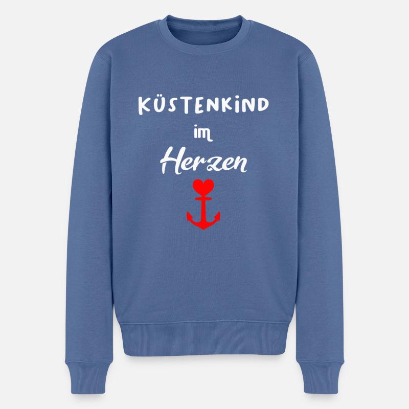 Küstenkind im Herzen - Männer Premium Bio Pullover - Taubenblau