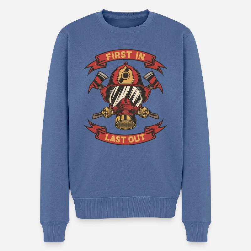 Last In Last Out Fire Fighter Axt Geschenk - Männer Premium Bio Pullover - Taubenblau