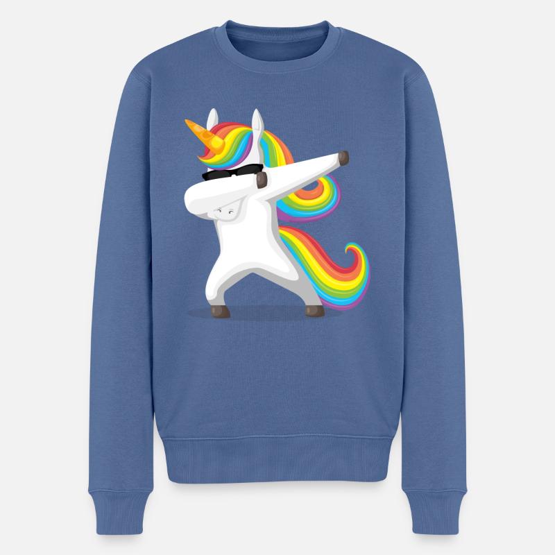 Dubbing Einhorn - Männer Premium Bio Pullover - Taubenblau