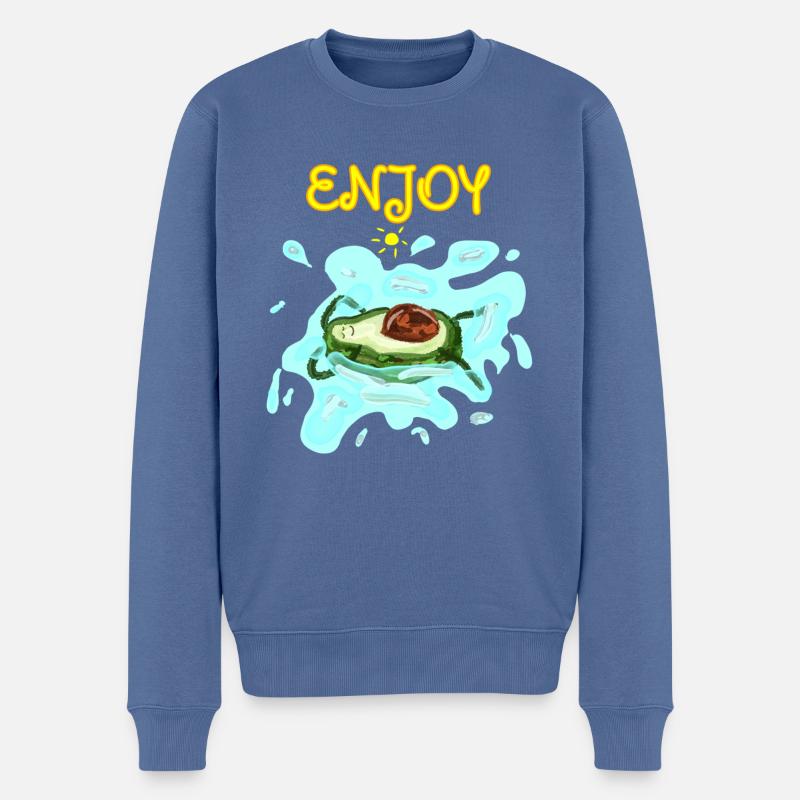 Avocado-Schwimmen - Männer Premium Bio Pullover - Taubenblau