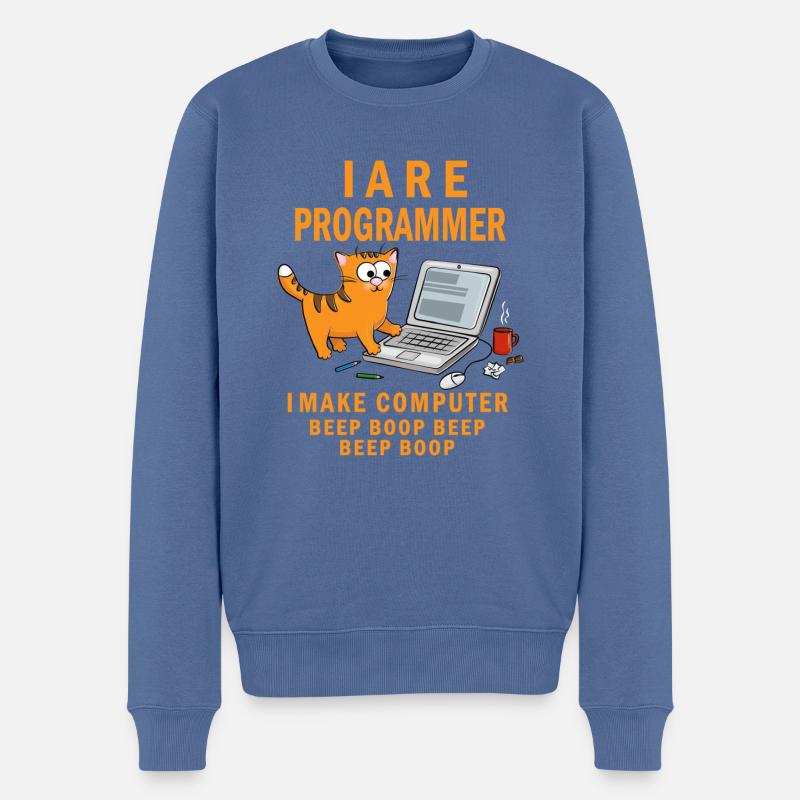 I Are Programmer I make Computer Beep Boop - Männer Premium Bio Pullover - Taubenblau