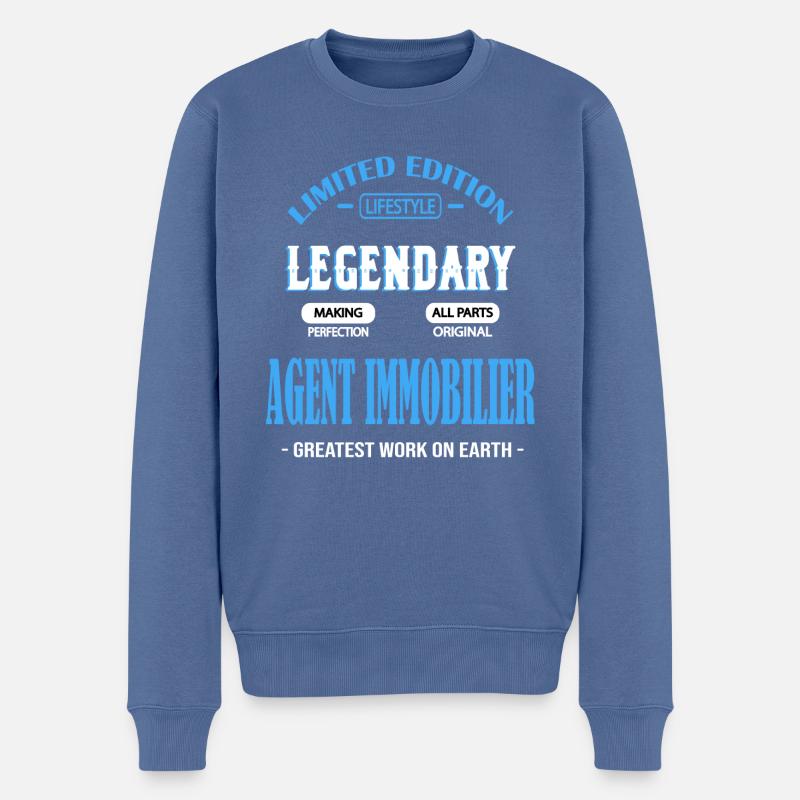 AGENT IMMOBILIER - Pull Premium bio Homme - bleu pigeon