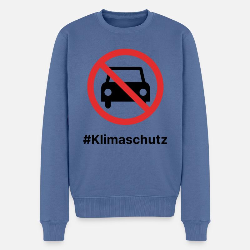 Klimaschutz! Autoverbot! - Männer Premium Bio Pullover - Taubenblau