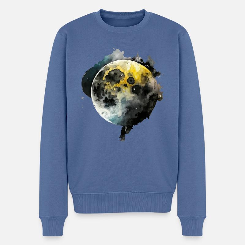 Mond Harmonischer Farbverlauf - Männer Premium Bio Pullover - Taubenblau