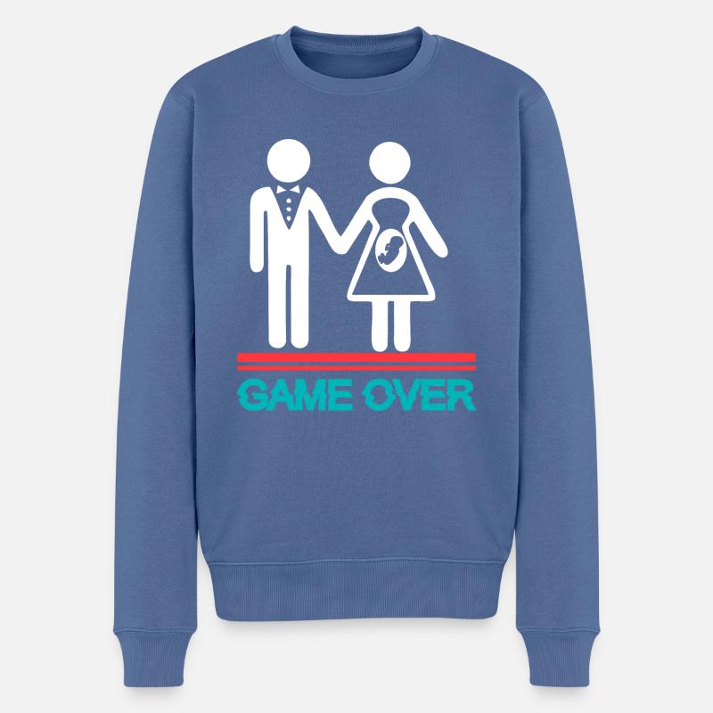Game Over - Pull Premium bio Homme - bleu pigeon