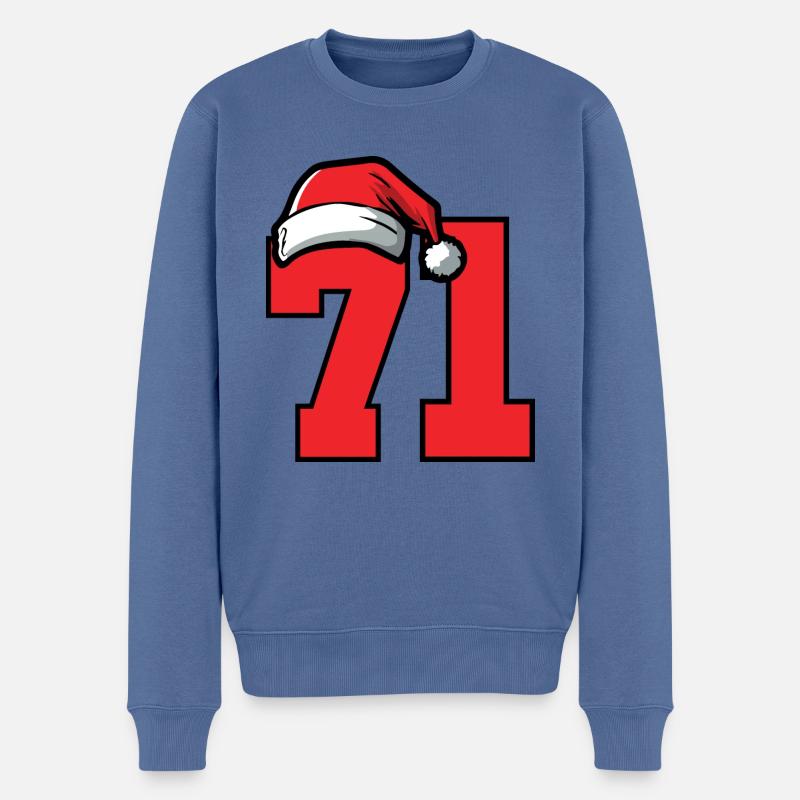 71 Numéro Noël - Pull Premium bio Homme - bleu pigeon
