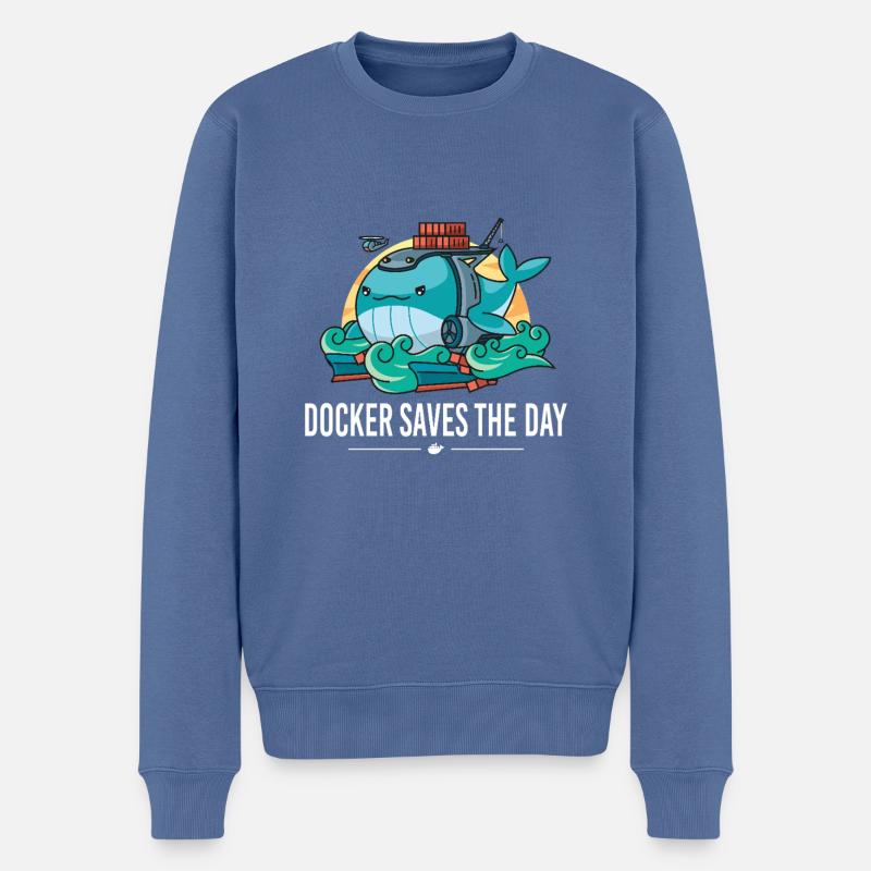 Docker sauve la mise - Pull Premium bio Homme - bleu pigeon