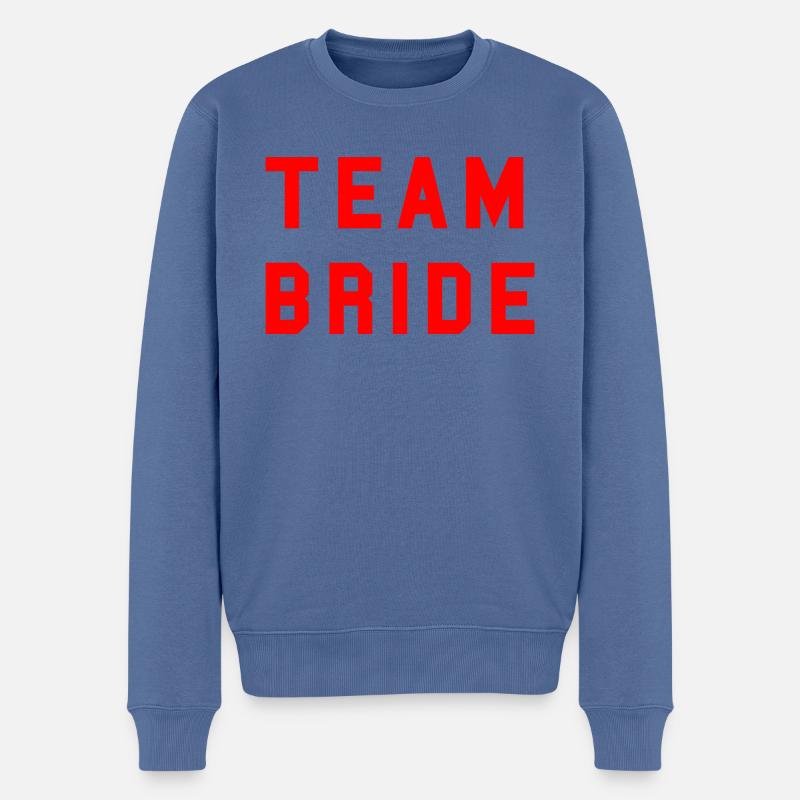 TEAM BRIDE College Design Rot - Männer Premium Bio Pullover - Taubenblau