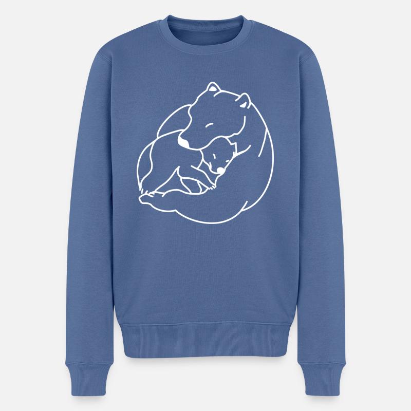 Eisbär Kind Kuscheln - Männer Premium Bio Pullover - Taubenblau