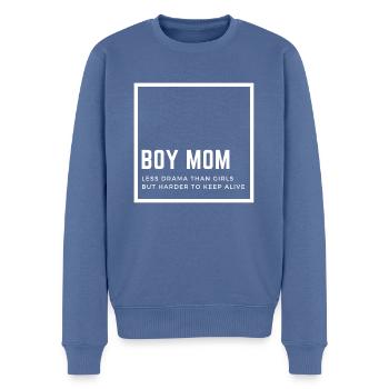 Boy Mom - Less drama than girls - Männer Premium Bio Pullover - Taubenblau - Vorne - Nico (187cm)