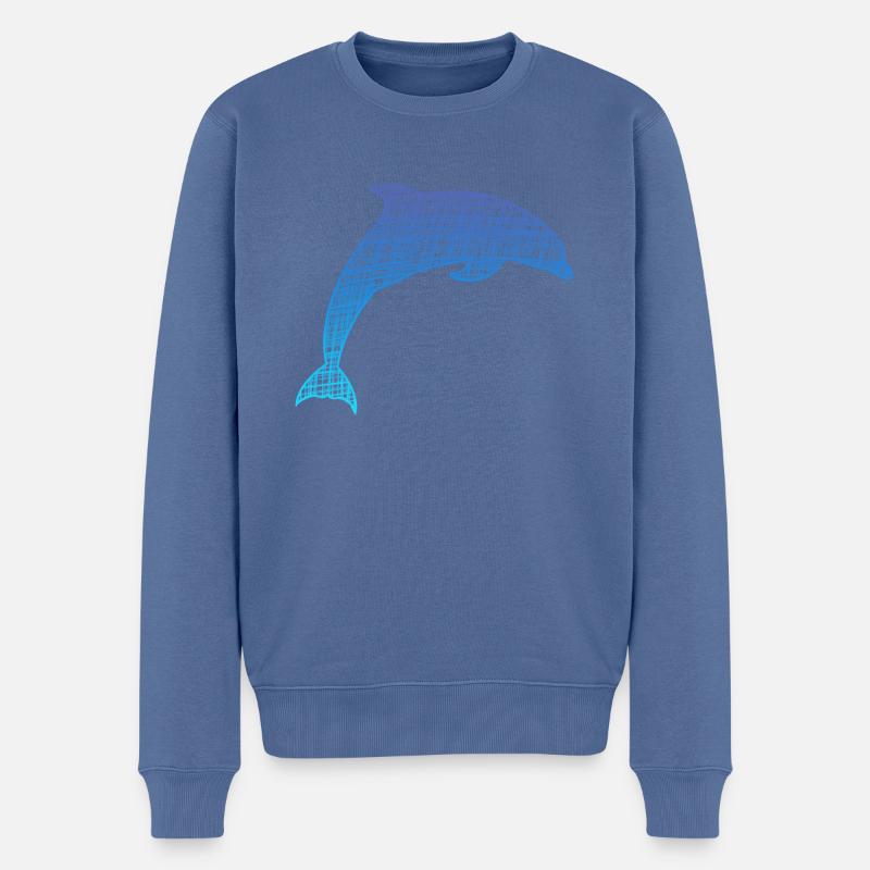 Delfin, Dolphin - Männer Premium Bio Pullover - Taubenblau