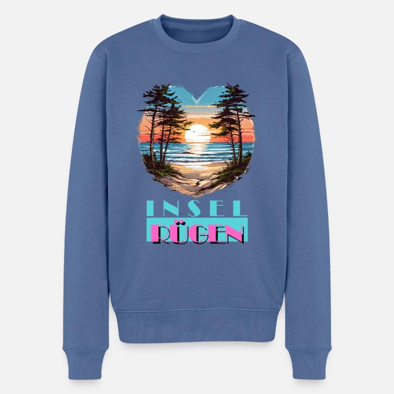 Insel Rügen Deutschland Sonne Strand Urlaub - Männer Premium Bio Pullover - Taubenblau