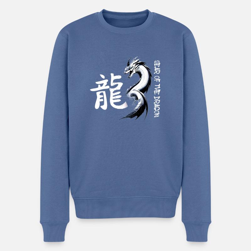 drache,jahr des drachen, schriftzeichen,weiss - Männer Premium Bio Pullover - Taubenblau
