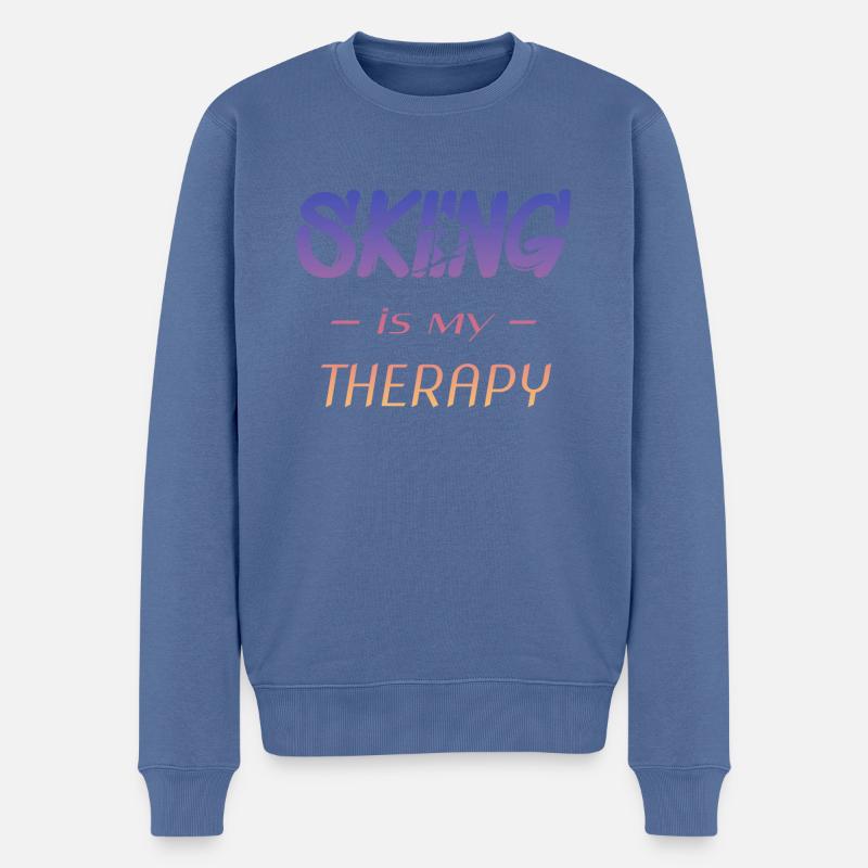 skifahren skiing - Männer Premium Bio Pullover - Taubenblau