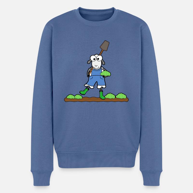 Schaf im Garten - Männer Premium Bio Pullover - Taubenblau