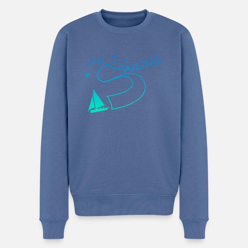 sailing segeln - Männer Premium Bio Pullover - Taubenblau