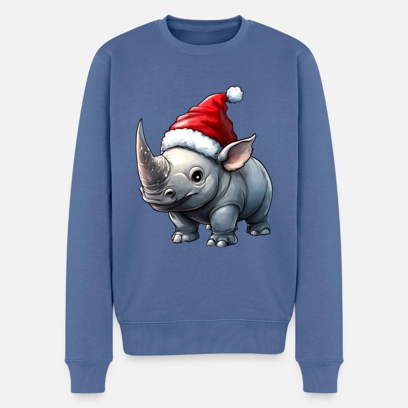 Nashörner Weihnachten / Weihnachtsmann Nashorn - Männer Premium Bio Pullover - Taubenblau