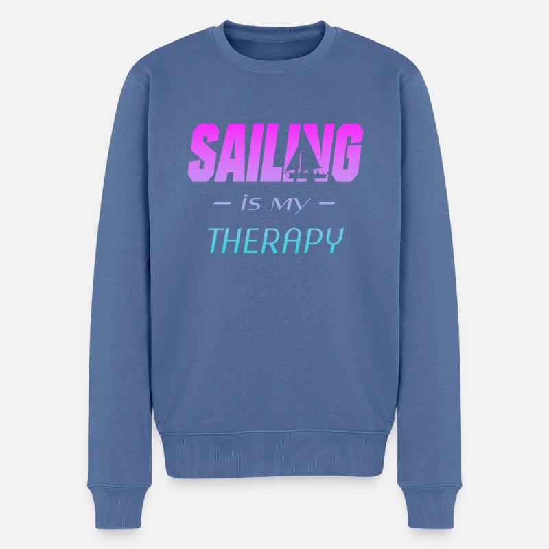 sailing segeln segler - Männer Premium Bio Pullover - Taubenblau