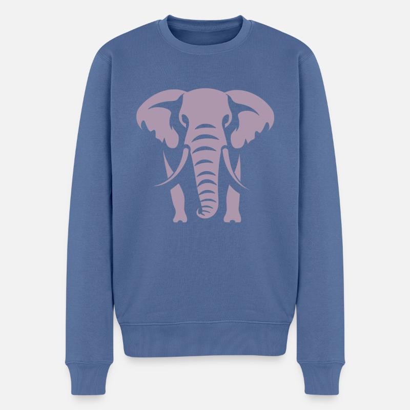 Logo blanc Elephant Silhouette - Pull Premium bio Homme - bleu pigeon