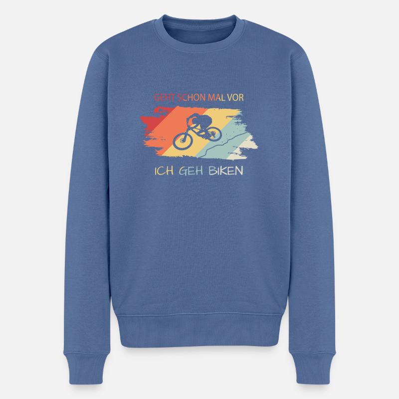 Biken Fahrrad Spruch - Männer Premium Bio Pullover - Taubenblau