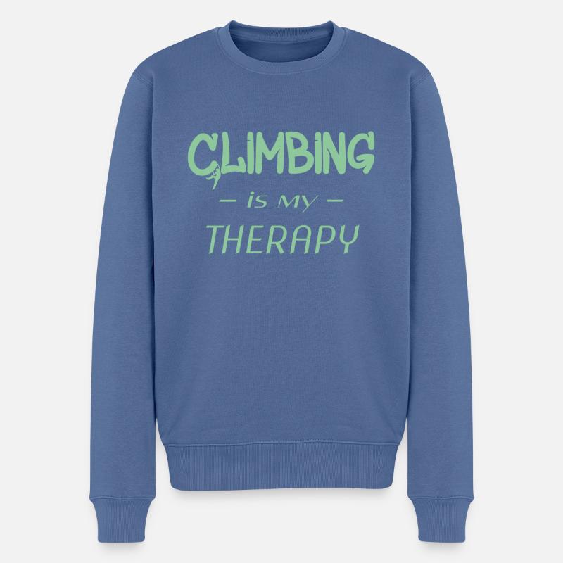 Climbing is my therapy - Männer Premium Bio Pullover - Taubenblau