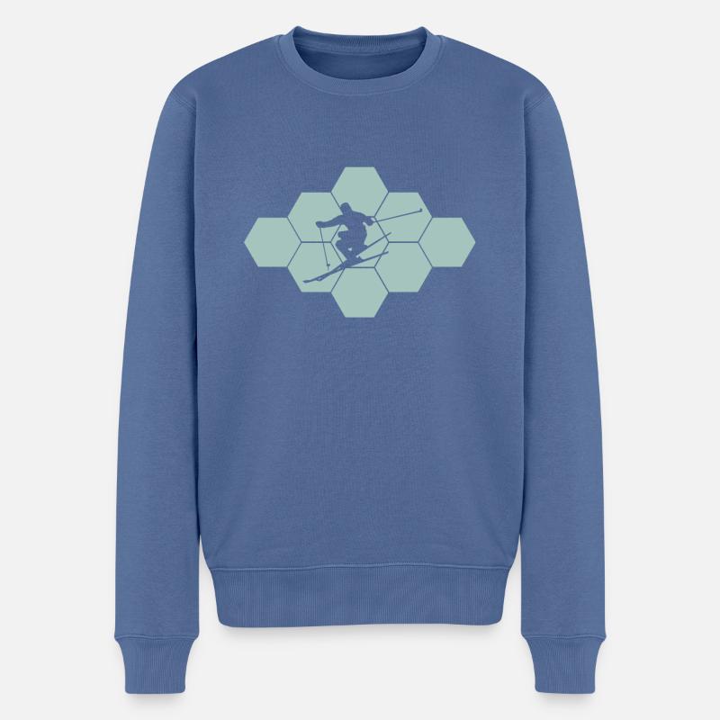 skiing ski skier - Männer Premium Bio Pullover - Taubenblau