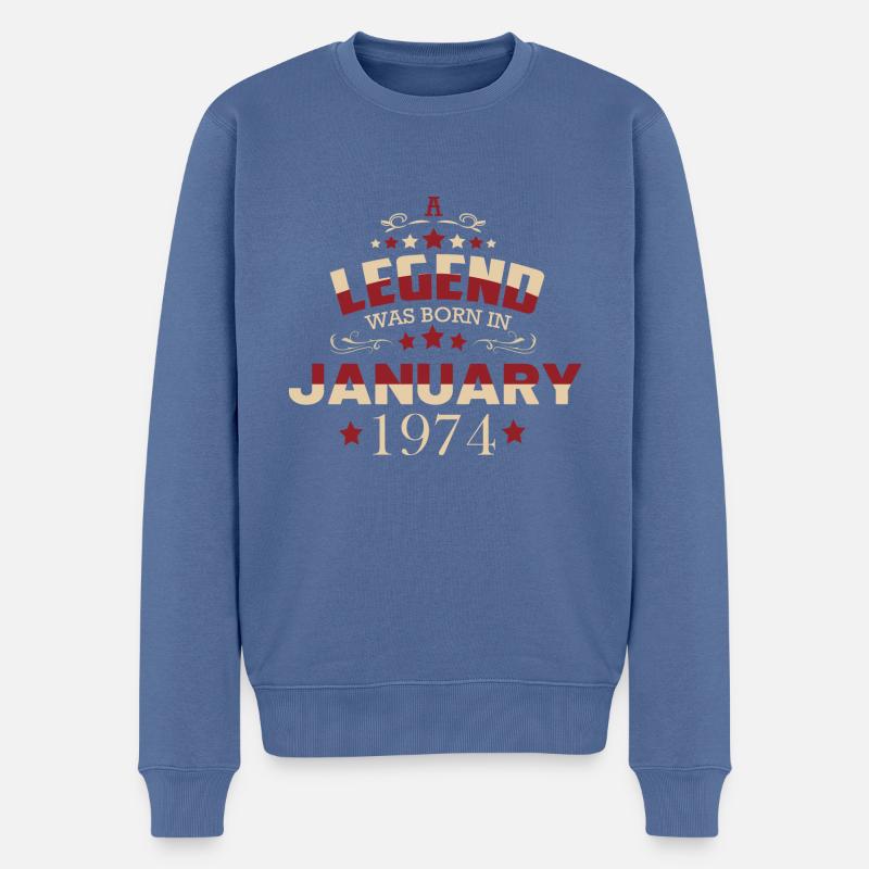 Janvier 1974 Anniversaire - Pull Premium bio Homme - bleu pigeon