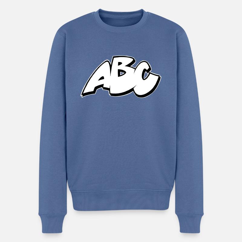 ABC - Männer Premium Bio Pullover - Taubenblau
