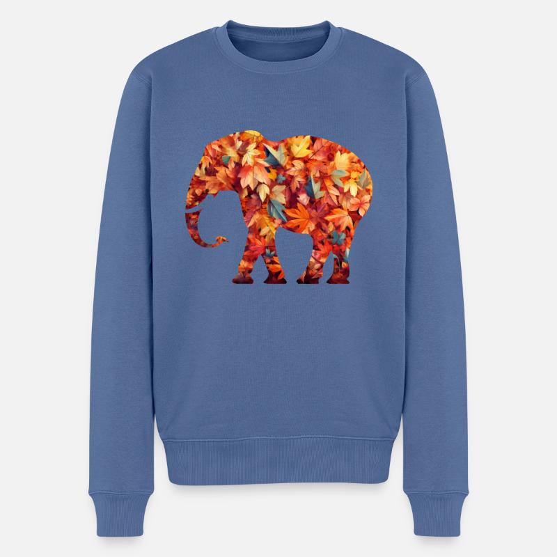 Éléphant dans les feuilles d’automne - Pull Premium bio Homme - bleu pigeon