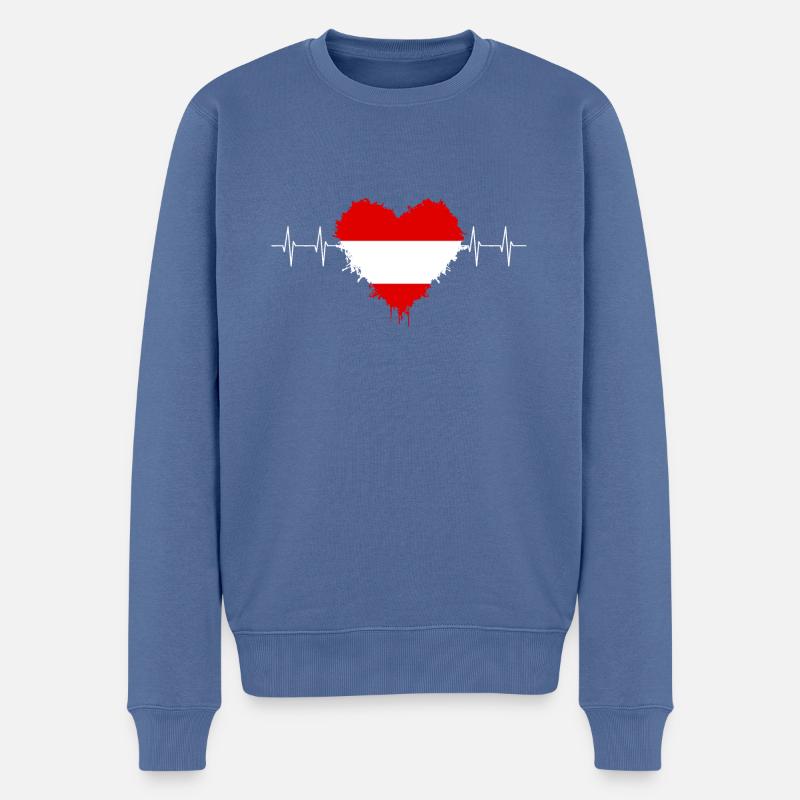 Österreich Austria - Männer Premium Bio Pullover - Taubenblau