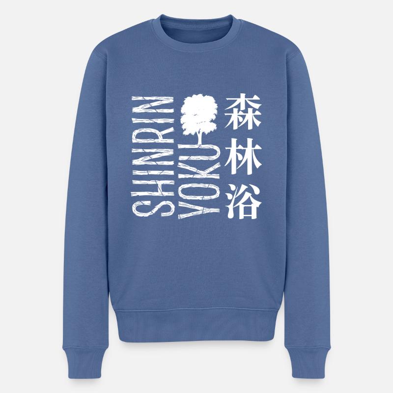 Shinrin yoku - Waldbaden - Waldmeditation - Männer Premium Bio Pullover - Taubenblau