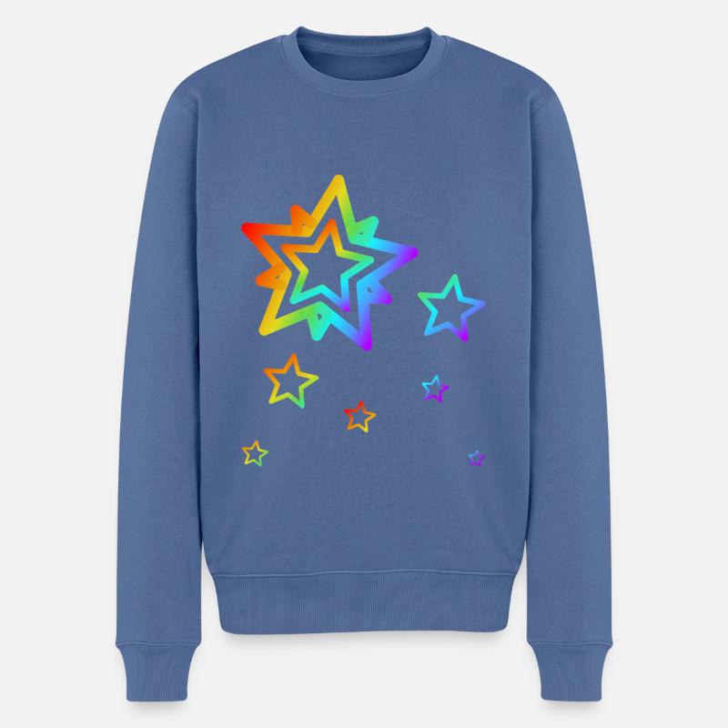 Bunte Sterne Sternschnuppe Regenbogen Farbverlauf - Männer Premium Bio Pullover - Taubenblau