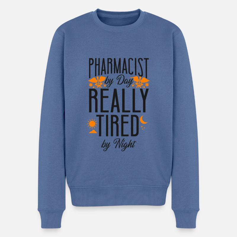 Technicien en pharmacie - Pull Premium bio Homme - bleu pigeon