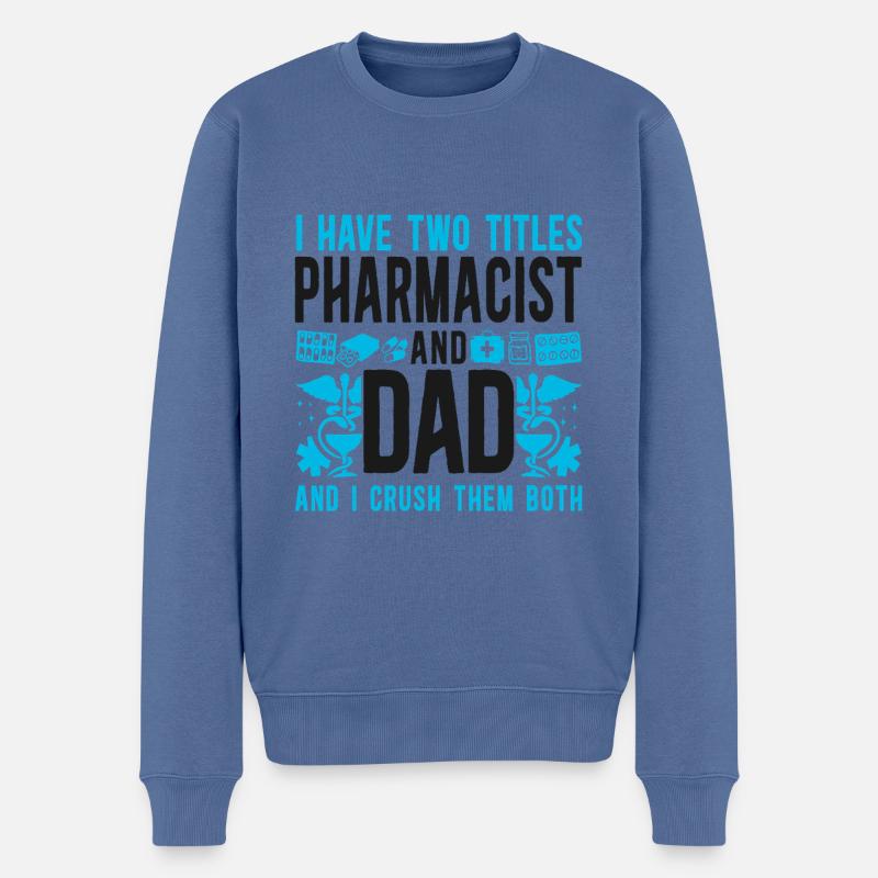 Technicien en pharmacie - Pull Premium bio Homme - bleu pigeon