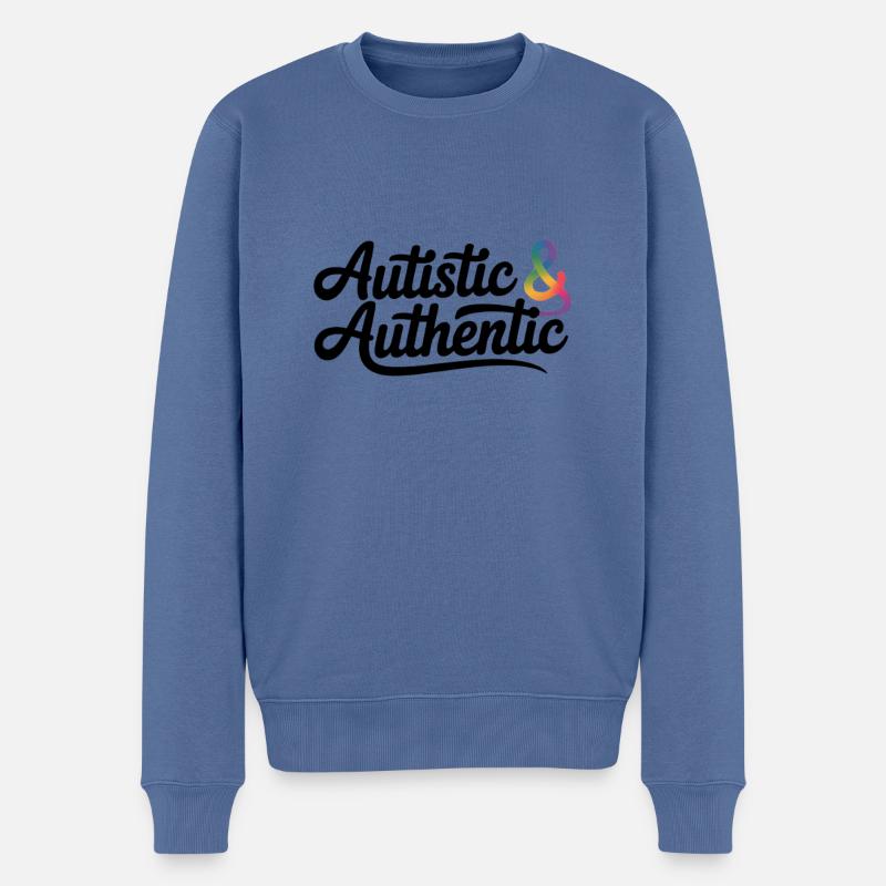 Autiste et authentique - Pull Premium bio Homme - bleu pigeon